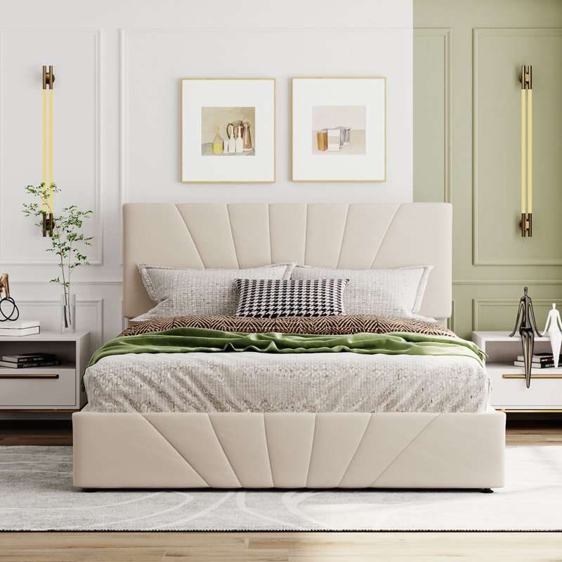 Gaylen upholstered low profile storage platform bed discount